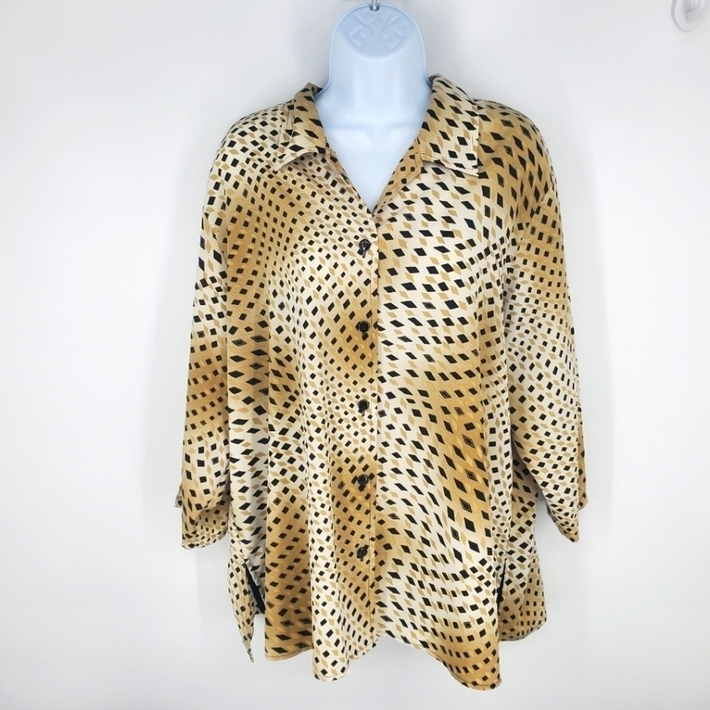Notations Women's Blouse 3/4 Sleeves Women Size 1X Button Up Shirt
